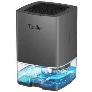 lot 206 image: ToLife Dehumidifiers for Home 30 OZ Water Tank with Auto-Off, Portable Small Dehumidifier Room, Bathroom, Bedroom, RV, Closet 500 sq.ft, 7 Colors LED Light, Gray, Grey, TZ-C1 - Retail $33