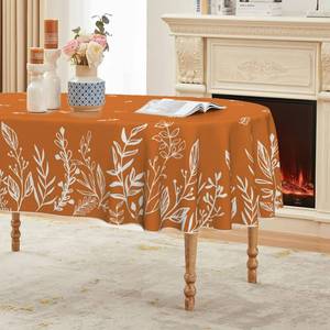 lot 211 image: Horaldaily Fall Tablecloth 60�84 Inch Oval, Thanksgiving Autumn Harvest Orange Wild Flowers Table Cover for Party Picnic Dinner Decor - Retail $15