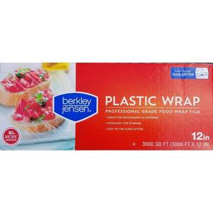 lot 216 image: Berkley Jensen Professional Plastic Wrap with Cutter Slide 3000 Foot X 12 Inches Food Service Film - Retail $31