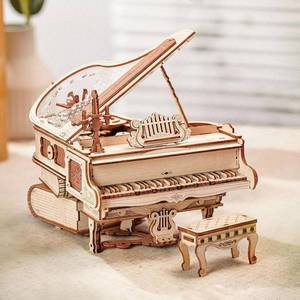 lot 222 image: ROBOTIME AMK81 Magic Piano 3D Puzzles for Adults-Mechanical 3D Puzzles Musical Instrument-Wooden Music Box Puzzle Kit to Build-Aesthetic Desk Decor Unique Gift for MenWomen - Retail $39