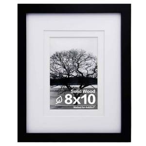lot 224 image: Egofine 8x10 Picture Frame Made of Solid Wood Covered by Plexiglass, for Pictures 4x6 or 5x7 with Mat or 8x10 Without Mat, Table Top Display and Wall Display Photo Frame, Black - Retail $10