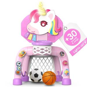 lot 232 image: Toddler Basketball Hoop & Soccer Goal�� Baby Toy for 1 2 3 Year Old Girls, Kids Activity Center Toys with Light & Music,Unicorn Toys for Girls 12-18-36 Months, Christmas Birthday Gifts for Ages 1-3 - Retail $29