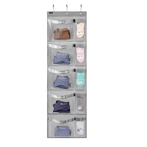 lot 233 image: ANZORG Weekly Kids Clothes Organizer Day of Week School Clothing Storage Monday to Friday Hanging Closet Organizer (Grey) - Retail $15