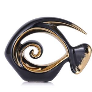 lot 254 image: Black Gold Ceramic Fish Figurines - Coastal Home Decor, Modern Ocean Centerpieces for Living Room, Dining Area, Bathroom, Office, Coffee Table, Beach House, Nautical, Seaside, Entrance, Shelf Display - Retail $32