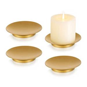 lot 260 image: Romadedi Iron Candle Holders Plate, Set of 4 Candle Tray, Gold Home Decor - Retail $14
