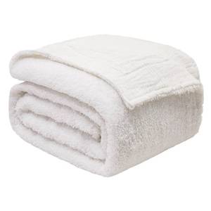 lot 267 image: EMME White Throw Blanket Muslin and Fleece Blanket for Women Reversible - 5060 Soft & Cozy Warm Lightweight Small Blankets for Couch Bed Picnic Travel Bed - Retail $26