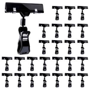 lot 268 image: Mlici Sign Clips for Display, 26 Pack Plastic Sign Holder Clips for Retail, Double Sided Swivel Price Label Holder Clips, Rotatable Merchandising Pop Clips for Home Office Retail Store Display, Black - Retail $20