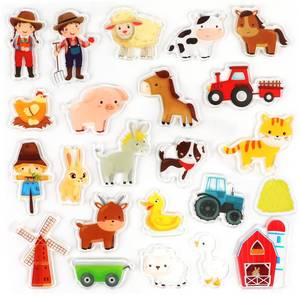 lot 272 image: Farm Animals Window Cling Window Thick Gel Clings Decals Stickers for Kids Toddlers and Adults Home Airplane Classroom Nursery Farm Party Supplies Decorations Removable and Reusable 23 PCS - Retail $8