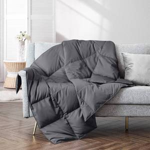 lot 276 image: puredown� Soft Feather Down Throw Blanket Lightweight Packable Couch Throw for Indoor and Outdoor Use, Throw 50X70, Gray, 12oz - Retail $44