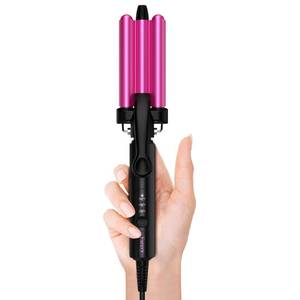 lot 291 image: Farery Mini 3 Barrel Hair Waver - Portable Beach Wave Curling Iron for Short Hair, 12 Inch Ceramic Crimper with 3 Temp Settings & 30s Fast Heating, Dual Voltage Travel Hair Waver for Women, Pouch Bag - Retail $28
