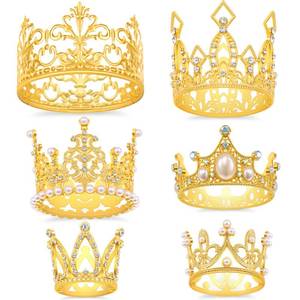 lot 293 image: SisBroo Gold Crown Cake Topper, 6 Pieces Happy Birthday Cake Toppers, Princess Crown Cake Decorations, Mini Crowns for Flower Arrangements, Birthday, Wedding, Party Decor (Gold-��, 6) - Retail $12