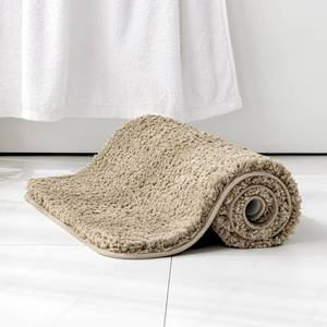 lot 296 image: MIULEE Extra Thick Non Slip Bathroom Rug Shaggy Soft Bath Mat Plush Microfiber Absorbent Water for Shower Tub Machine Washable (Tan, 16x24 Inches) - Retail $18