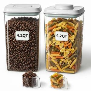 lot 297 image: Melovom Pop Airtight Food Storage Containers Set with Lids, Large 4.2Qt4L Food Containers with Scoop, Kitchen Pantry Organization and Storage, BPA Free Stackable Cereal Container (2  4.2Qt) - Retail $36