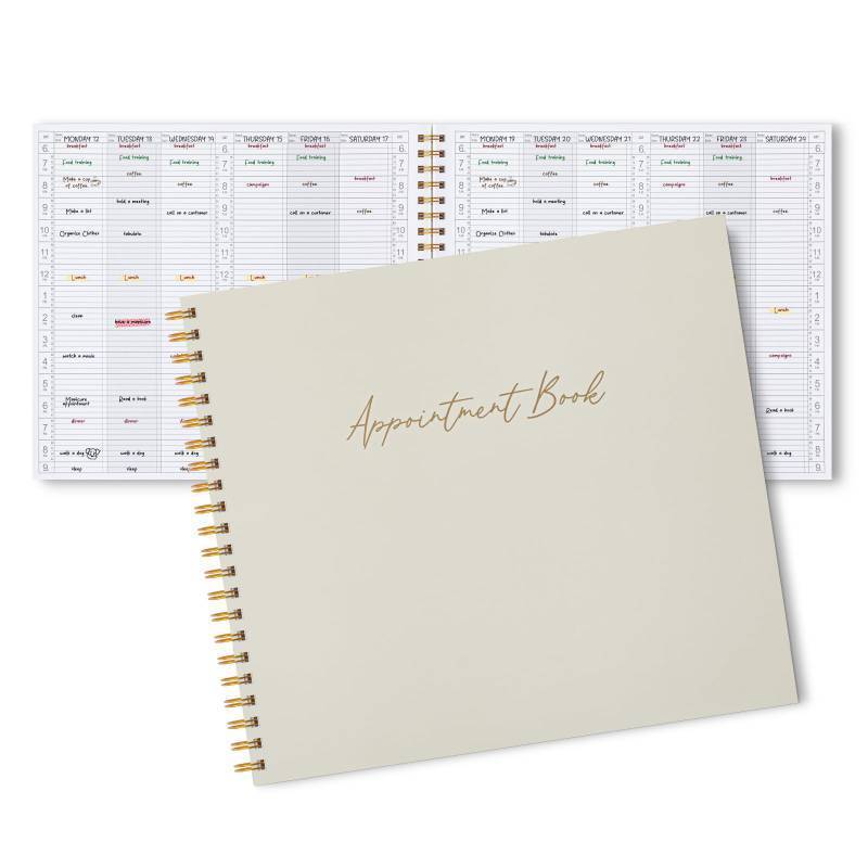 lot 23572 image: Maitys 2026-2027 Large 6 Column Salon Appointment Book for Hairstylist Spa Business, Hourly Planner 15 Minute Interval, 200 Pages Undated 6 Am 9 Pm Spiral Bound Checklist Planner(Beige, Minimalist)