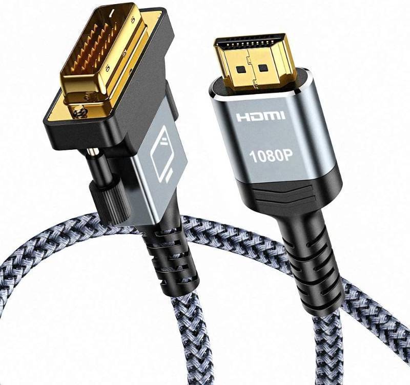 lot 28283 image: Capshi HDMI A to DVI Adapter Cable 6FT, High-Speed Gold-Plated Plug and Play Bi-Directional Nylon Braid 1080p, DVI to HDMI Adapter for TelevisonMonitorVideo CardGraphics Card