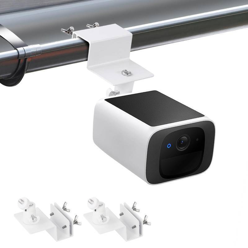 lot 28848 image: 2Pack Gutter Mount Compatible with eufy Security SoloCam S220C210, eufyCam 2C2C ProS3 Pro, 3S330, 22 Pro, 3CS300, 360°Adjustable Weatherproof Mounting Bracket for Eufy Security Camera - White