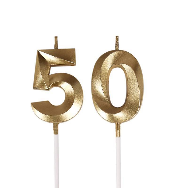 lot 37682 image: 50th Birthday Candles,Gold Number 50 Cake Topper for Birthday Decorations Party Decoration