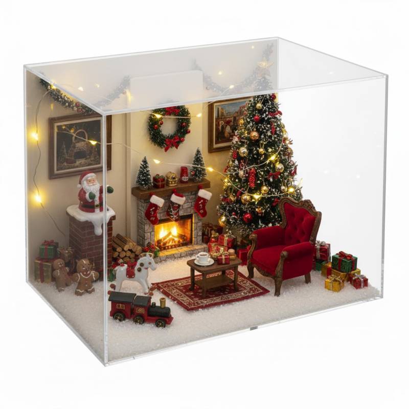 lot 39130 image: Chunful 5 Sides Acrylic Diorama Kit Large Display Boxes for Dollhouse Room Box Miniatures Figures Collectibles Unfinished 11.8 x 8.3 x 8.7 Inch, Quick Install for DIY Crafts Model Toys