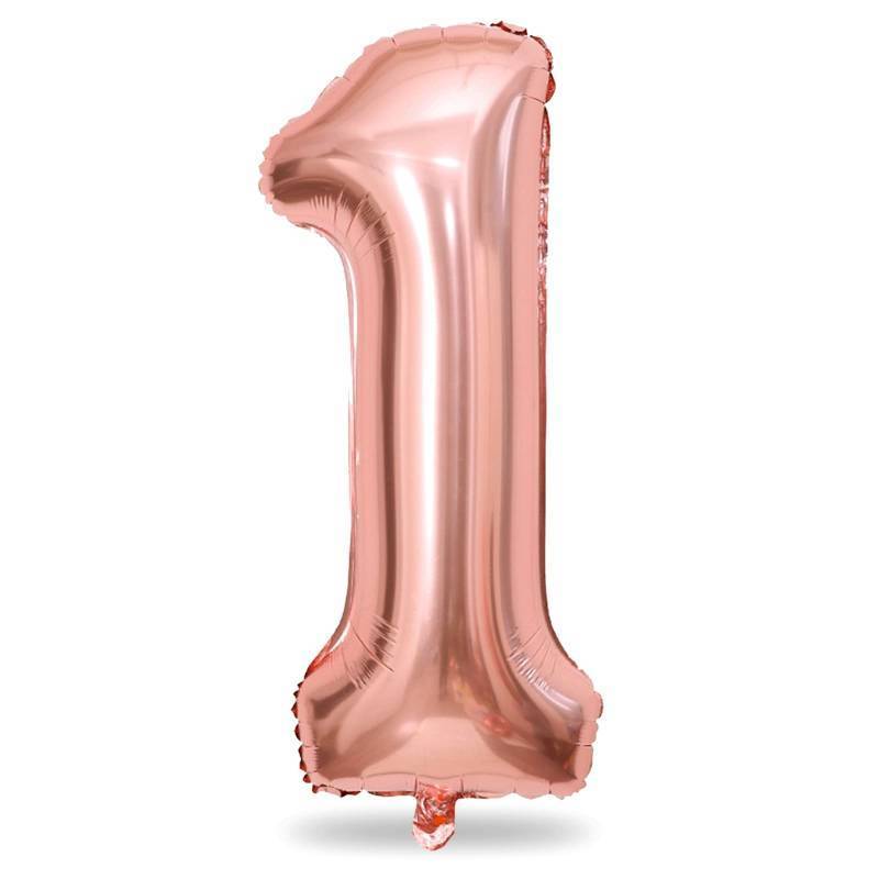lot 39137 image: Rose Gold 1 Balloons, 40 Inch Giant Helium Foil Number 0-9 for Girls, Self Inflating Digit 1st Birthday Balloon for Women Anniversary Baby Shower New Year Engagement Party Decorations Supplies