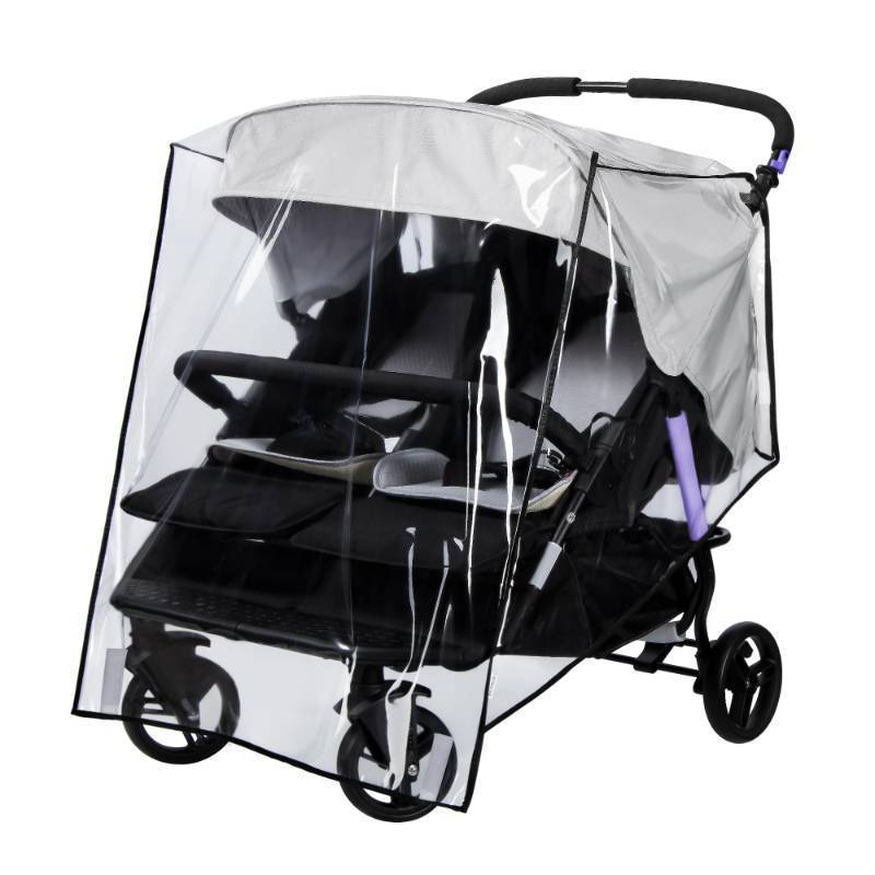 lot 39179 image: Bemece Double Stroller Rain Cover, Weather Shield Double Stroller for Side by Side Seats Twin Stroller, Baby Outdoor Activities Accessories, Protects Children from Rain, Snow, Wind