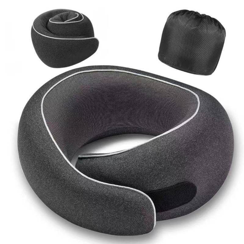 lot 47749 image: Optixion Travel Neck Pillow for Airplanes, Premium Memory Foam Neck Pillow with Ergonomic 360° Support, Travel Essentials for Plane, Car, Train and Home, Max Black