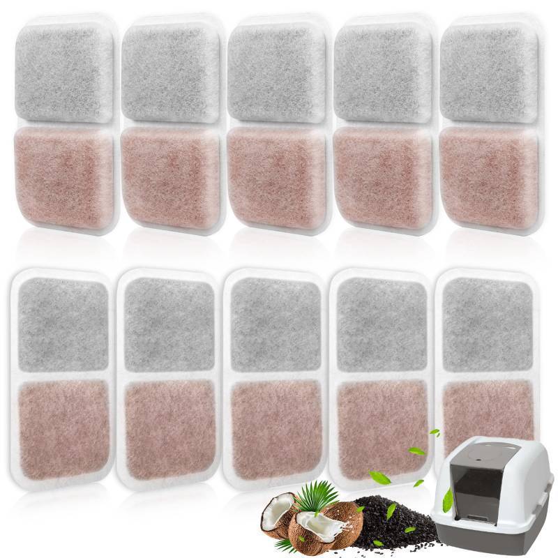 lot 23588 image: 10 Pack Filter Replacement for Catit Litter Boxes JumboRegularCatit Smartsift Litter Box, Dual Action Air Purifier Pads to Absorb and Fresh Litter Box Odors