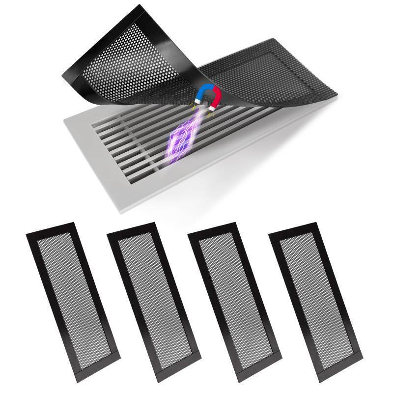 lot 39210 image: 4P Magnetic Floor Vent Covers 4 x 10 Inch Air Vent Screen Cover Magnetic Floor Register Vent Covers Magnetic PVC Vent Mesh for Home Wall Ceiling Floor Catches Debris