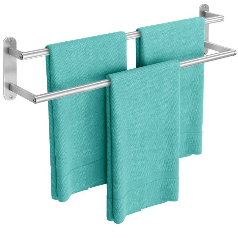 lot 47813 image: Towel Rack for Bathroom, Double Towel Bar 24Inch, Stainless Steel Bathroom Towel Holder, Double Towel Hanger Wall Mounted Towel Rod, Bathroom Towel Rack(Brushed Nickel)