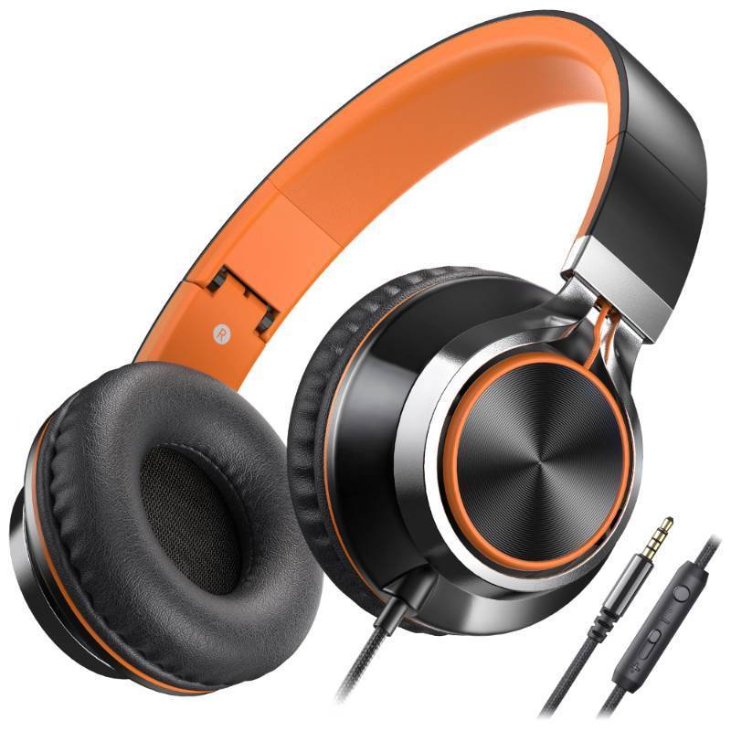 lot 55453 image: AILIHEN Kids Headphones, Headphones Wired with Microphone and Volume Control Folding Stereo Corded On-Ear 3.5mm Headset for Boys Girl Cellphones Tablets Chromebook Laptop Computer (BlackOrange)