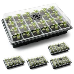 lot 24000 image: 24XL Cell Seed Starter Tray with Dome-5 Pack 2 Plug Seedling Trays(total 120 cells), Plant Germination Tray with Humidity Vented Lid and Base, Mini Propagator Plant Greenhouse for Seed Growing