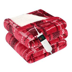 lot 24003 image: Electric Blanket Heated Throw, Soft Flannel 50x60 Plaid Heating Blanket with 8 Hours Auto Off 10 Fast Heating Levels Machine Washable Sherpa Heated Blanket with Overheating Protection