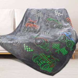 lot 24025 image: Boys Truck Car Toys Unique Gifts for Kids Glow in The Dark Blanket Glowing Cartoon Tractor Throw Blanket Soft Fleece Blanket Excavators Room Bed Sofa Decor Blankets