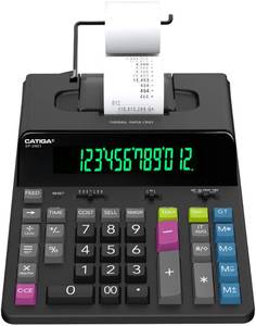 lot 24026 image: CATIGA 12 Digit Thermal Printing Calculator with Tape Print Out, Ink-Free Adding Machine, 5X Faster Quite at 8.0 LPS, Extra Large Fluorescent Display, Tax Calculation with Clock and Calendar, SP-2401
