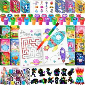 lot 24027 image: BenLouis 96Pcs Kids Party Favors Mini Coloring Books Crayon Slap Bracelets Stickers Set Bulk for Kids 4-8-12 Classroom Birthday Gifts Goodie Bags Pinata Stuffers School Rewards Crafts Supplies