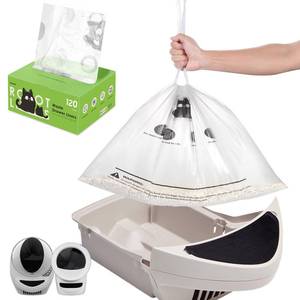 lot 24034 image: Cat Litter Box Robot 543 Waste Bags, 120 Pack Automatic Litter Box Bags, Thick Heavy Duty Cat Litter Box Liner Bags - Transparent, Sensor-compatible