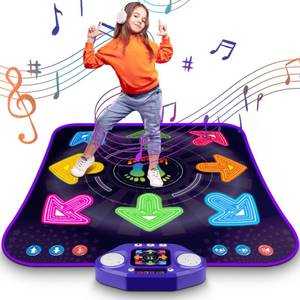 lot 24044 image: Dance Mat Toys for 3-12 Year Old Girls & Boys, Dance Mats with Light Up 8-Buttons & Wireless Bluetooth, Music Dance Toy with 5 Modes Game, Birthday Xmas Gifts for 3 4 5 6 7 8 9 10 Year Old Girls Boys