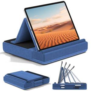 lot 24046 image: KDD Tablet Pillow Stand, Multi-Angle Viewing Ipad Holder for Lap, Bed and Desk, Foldable Soft Pad Dock with Stylus Mount Compatible with Ipad Pro 12.9, 10.5, 11, Air, Mini, Phones, Books, E-Reader