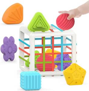 lot 24058 image: MINGKIDS Montessori Toys for 1 Year Old, 6 Pc Multi Sensory Shape, Toddler Developmental Learning Birthday Gifts, Baby Toys 12 Month
