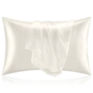 lot 29436 image: BEDELITE Satin Pillowcase for Hair and Skin, Super Soft and Cooling Similar to Silk Pillow Cases 2 Pack with Envelope Closure, Gift for Women Men(20x30 Queen Size, Ivory)