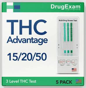 lot 29439 image: 5 Pack - DrugExam THC Advantage Made in USA Multi Level Marijuana Home Test Kit. Highly Sensitive THC 3 Level Drug Test Kit. Detects at 50 ngmL, 20 ngmL, 15 ngmL