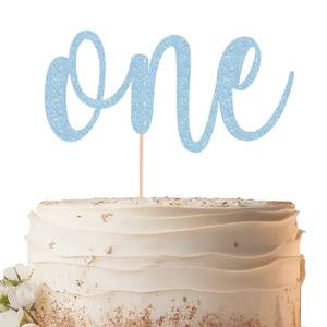 lot 29440 image: EONNCNT One Cake Topper - Light Blue Glitter 1st Birthday Cake Decorating Supplies for Boys or Girls, First Birthday Cake Topper for Baby Shower 1st Birthday Party Supplies Photo Booth Props
