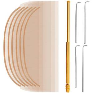 lot 29442 image: Hanaive 11 Pieces Wig Making Kit Including 6 Swiss Lace Net and Brass Ventilating Holder with 4 Ventilating Needles Wig Kit for Lace Front Wigs for Beginners(Light Brown)