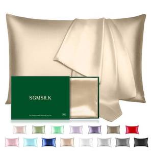 lot 39535 image: Mulberry Silk Pillowcase for Hair and Skin, SGMSILK 22 Momme Natural Silk Pillow Cases with Zipper, 6A Soft and Smooth Single Sided Pure Silk Pillow Cover (Champagne, Queen 20x30)