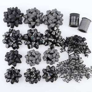 lot 39540 image: DYSHIPEN Gift Bows,Bows for Gift Wrapping and Presents,2 Crimped Curling Ribbons,2 Curly Bows,Christmas Bows,for Parties, Birthdays, Weddings. (Black, 4.5in3.5in)