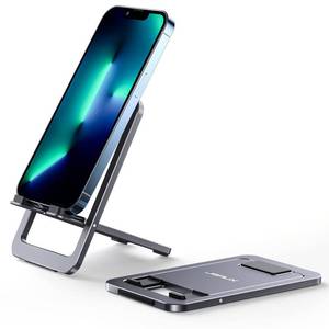 lot 39546 image: JSAUX Cell Phone Stand 2-Pack, Foldable Aluminum Adjustable Phone Holder for Desk Portable Travel Essentials Office Accessories for iPhone 17 16 15 14 13 Pro Max Samsung S25 S24 S23 Ultra Kindle-Gray