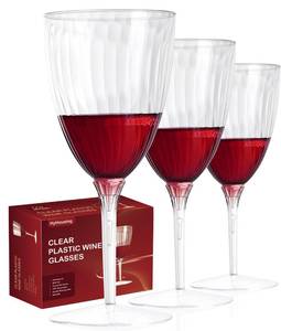 lot 48212 image: HyHousing 7.9 Oz Clear Plastic Wine Glasses 16 Pack, Hard Disposable Plastic Drink Glasses Ideal for Home Daily Life Party Wedding Toasting Drinking Wine (WG1-16)
