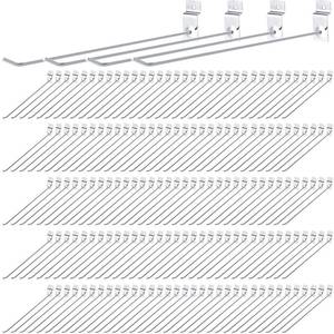 lot 48213 image: Therwen 100 Pieces 12 Inch Hanging Slatwall Hooks Accessories Metal Slat Wall Hanging Hooks Slat Wall Hanger Commercial Grade Slatwall Pegs(Load Capacity of 2.2 pounds)(Silver)