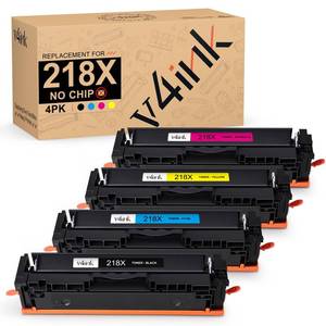 lot 48216 image: v4ink 218X Toner Cartridges 4 Pack (No Chip) Compatible Replacement for HP 218X 218A High-Yield W2180X W2181X W2182X W2183X Works with Color Pro 3201 MFP 3301 Series 3301cdw 3301fdw 3301sdw 3201dw