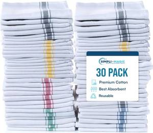 lot 48226 image: Simpli-Magic Cotton Herringbone Dish Towels, 15x25 (30 Pack) High Absorbent Kitchen Hand Towels (Multi-Color)