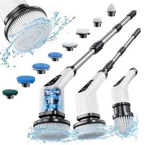 lot 48230 image: Leebein Electric Spin Scrubber, Cordless Cleaning Brush with 8 Replaceable Brush Heads, Tub and Floor Tile 360 Power Scrubber Dual Speed with Adjustable & Detachable Handle for Bathroom Kitchen Car